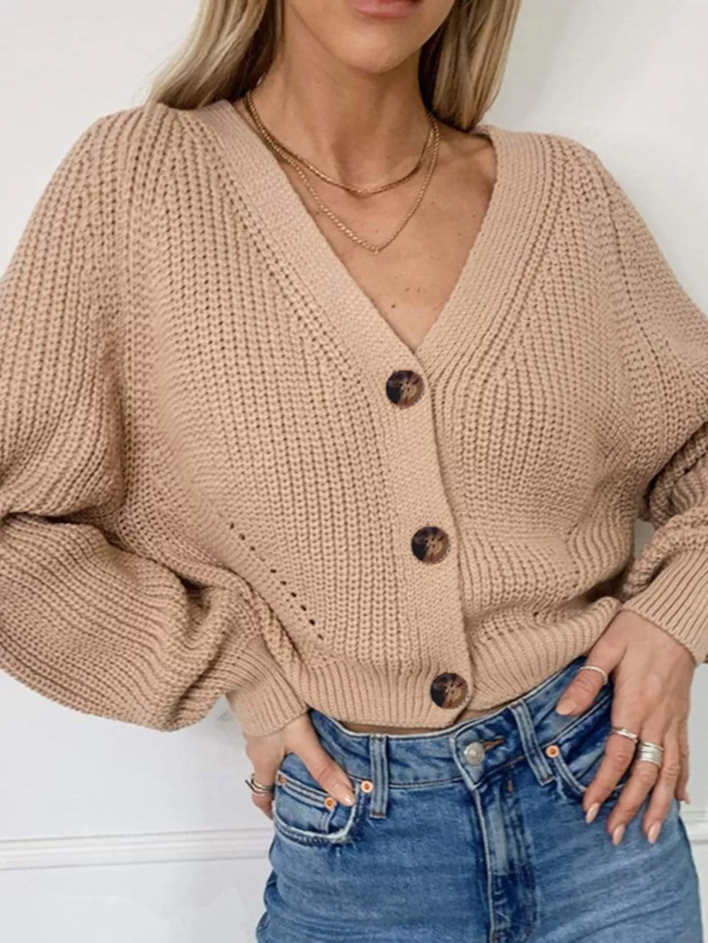 Full Size Chunky Knit Button-Down Cardigan Plus Size, image 5