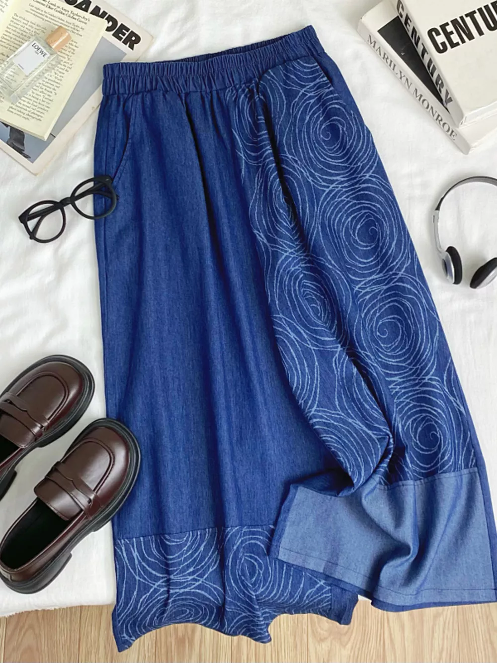 Elastic Waist Printed Jeans, image 3