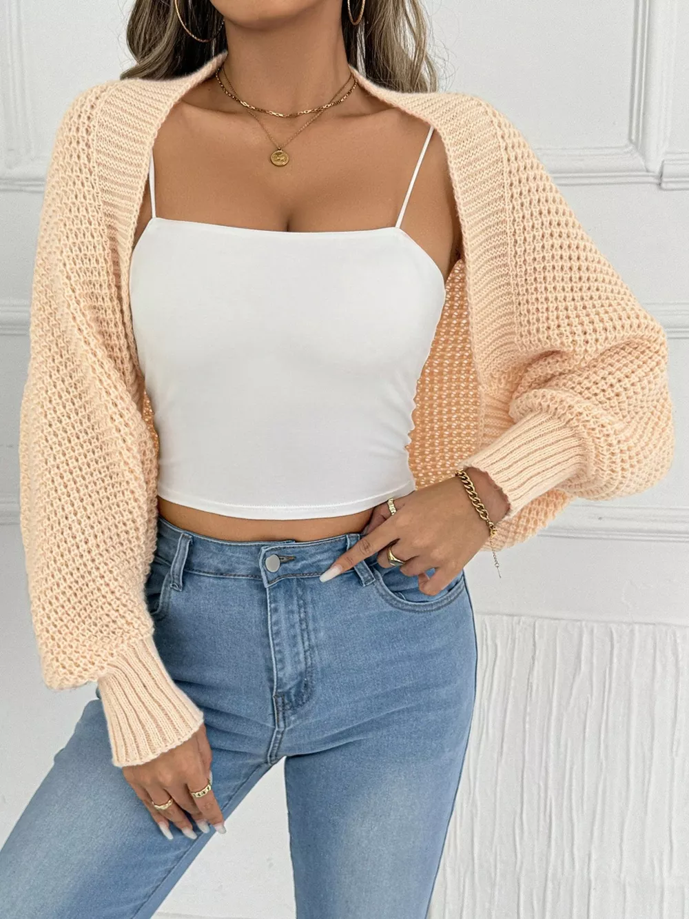 Open Front Batwing Sleeve Cardigan, image 3