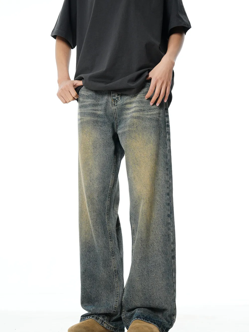 Men's Full Size Vintage Wash Wide Leg Jeans Plus Size, image 3