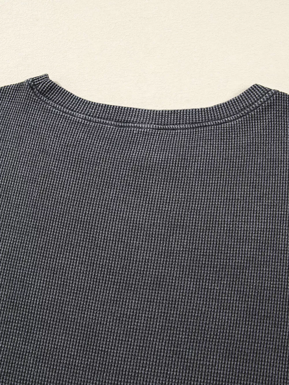 Waffle Knit Patchwork Long Sleeve Loose Sweatshirt, image 5
