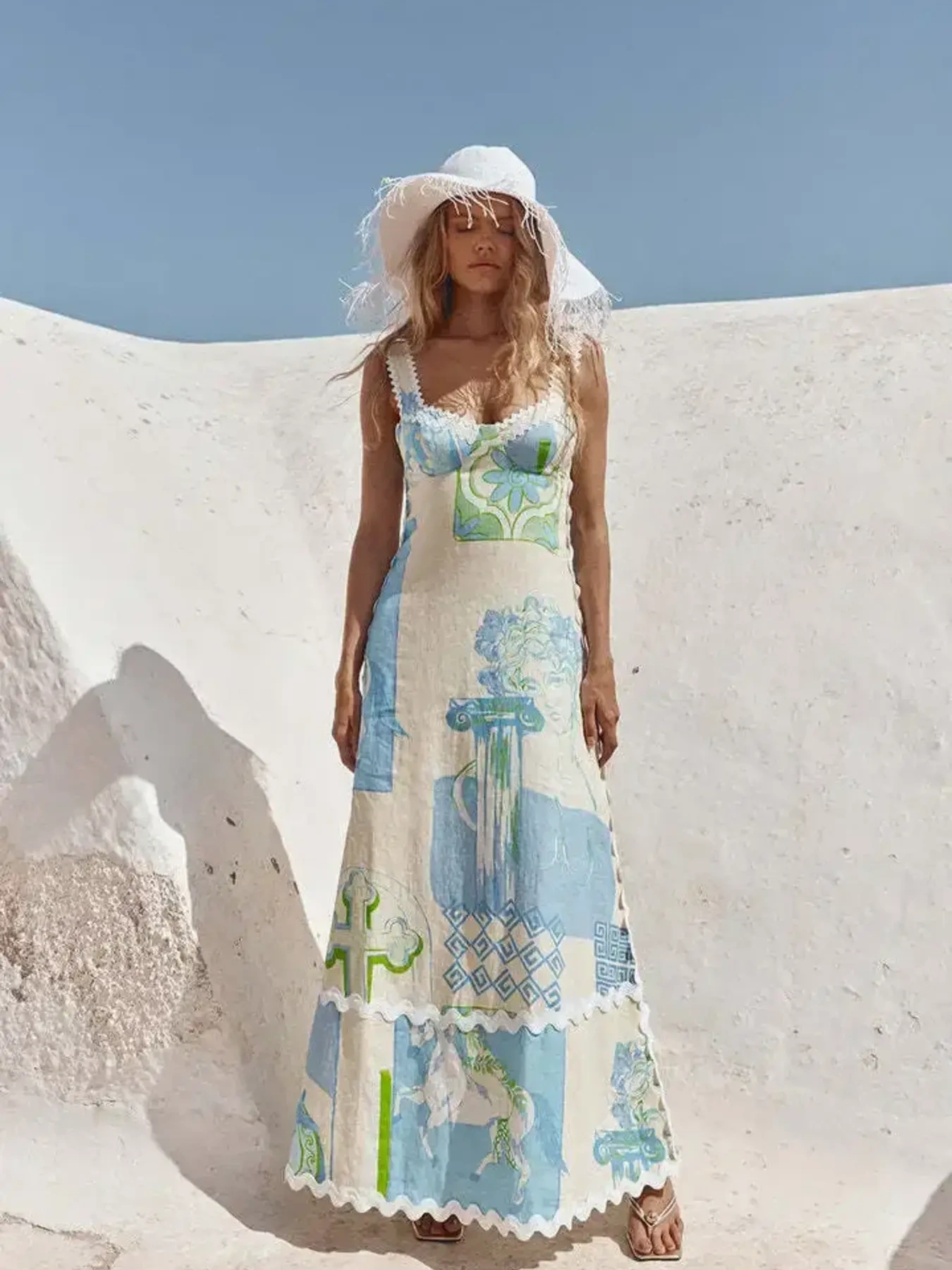 Tied Back Printed Maxi Dress