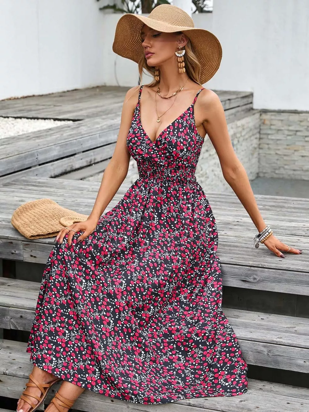 Paisley Print Spaghetti Strap Midi Dress, image 21