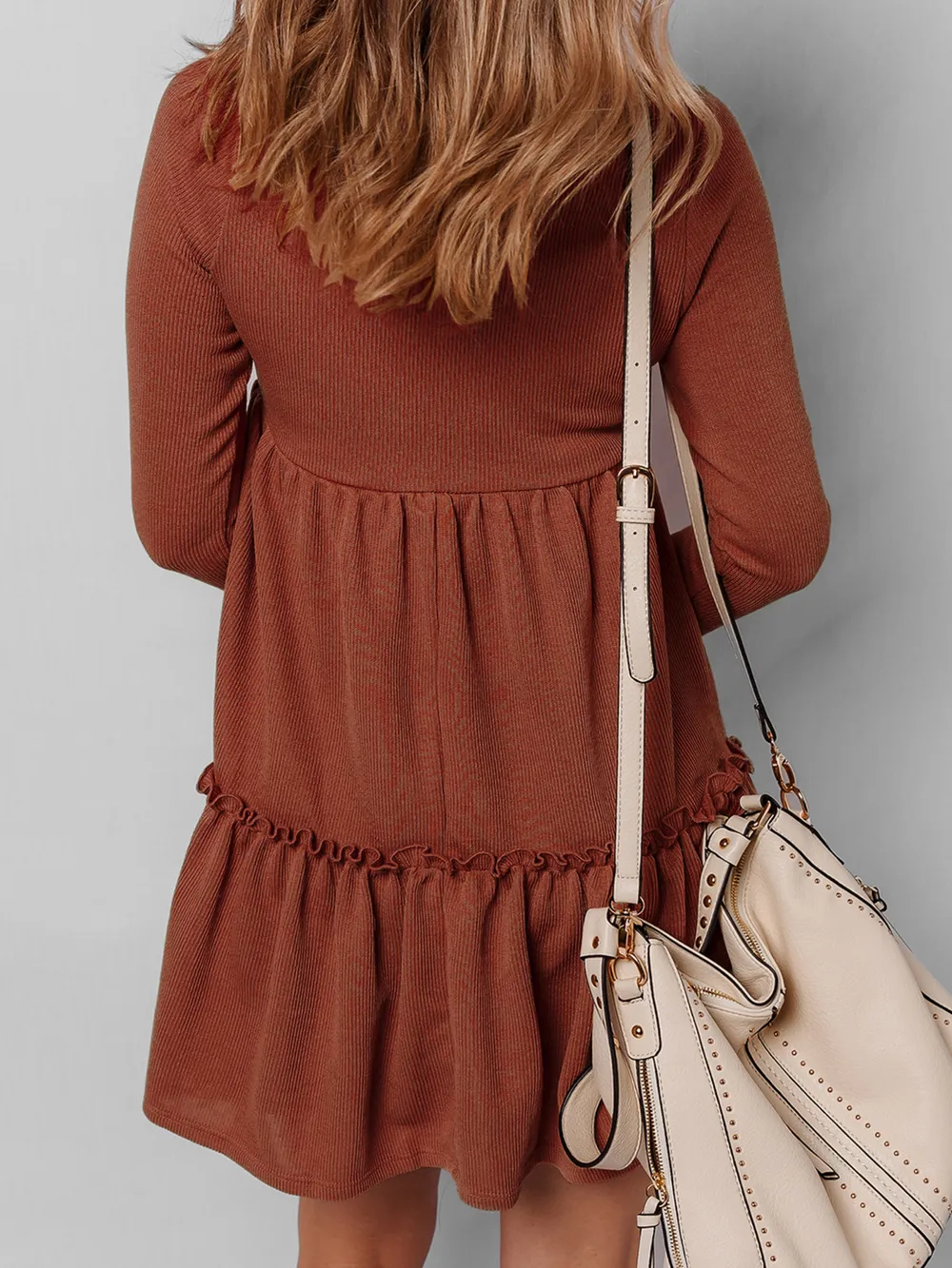 Frill Tiered Long Sleeve Mini Dress, image 4