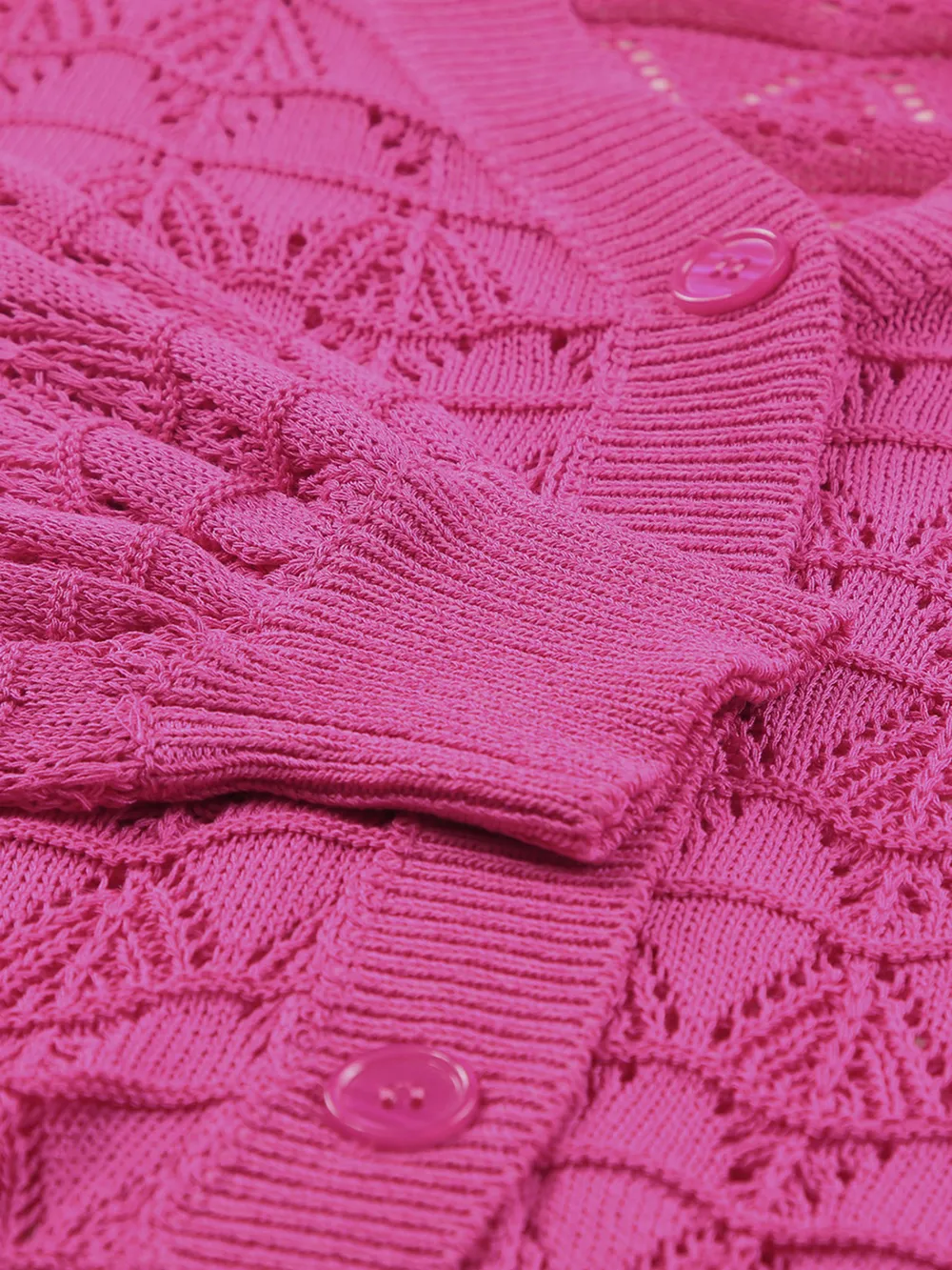 Buttoned Front Openwork Cardigan, image 13