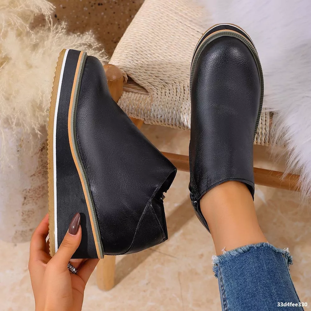 Wedge Ankle Boots with Zipper, image 4