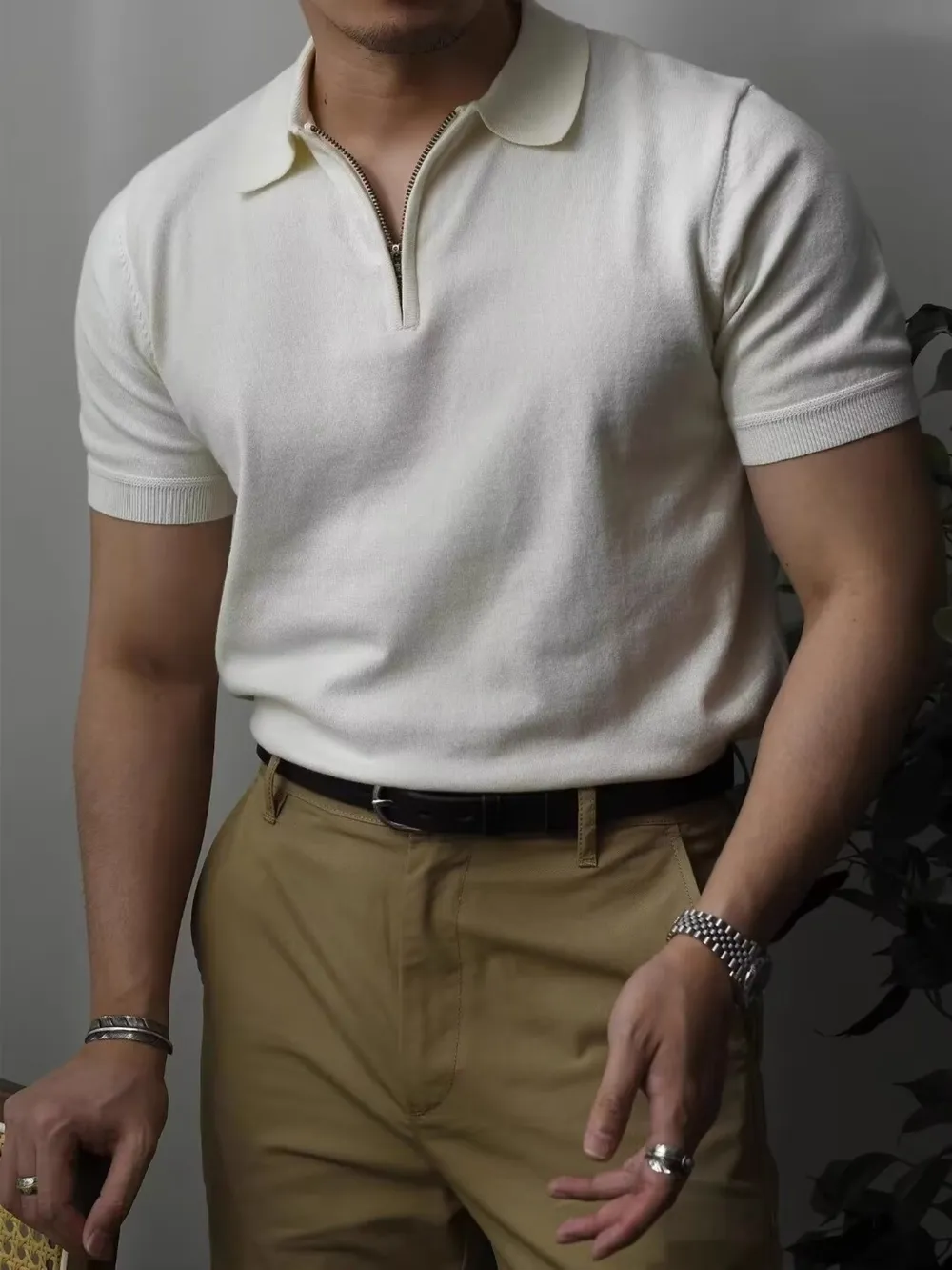Men's Full Size Zip Collar Short Sleeve Polo Plus SIze, image 8