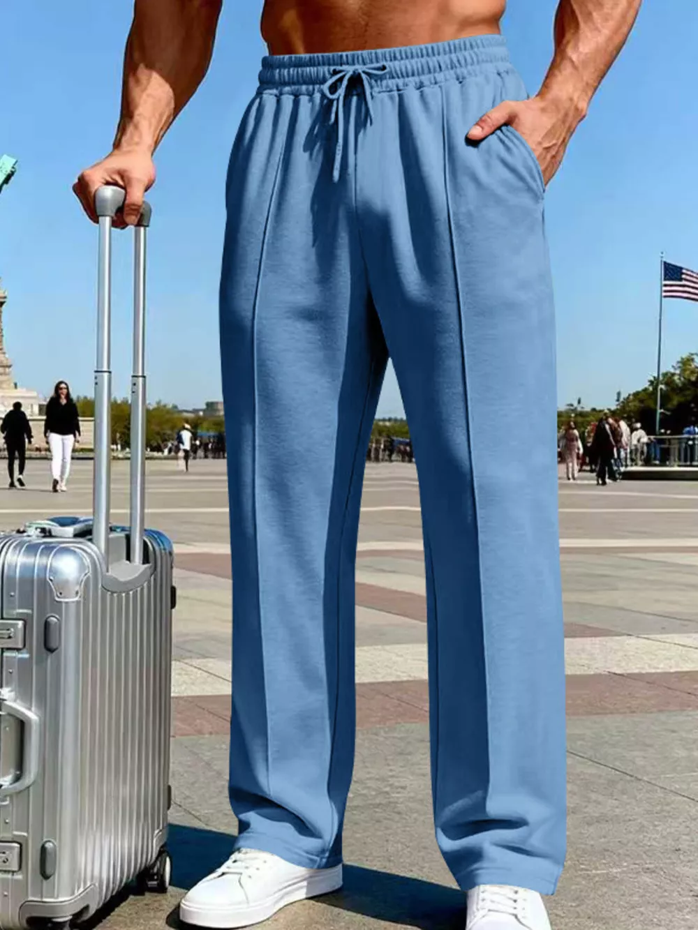 Men's Full Size Drawstring Wide Leg Pants Plus Size, image 10