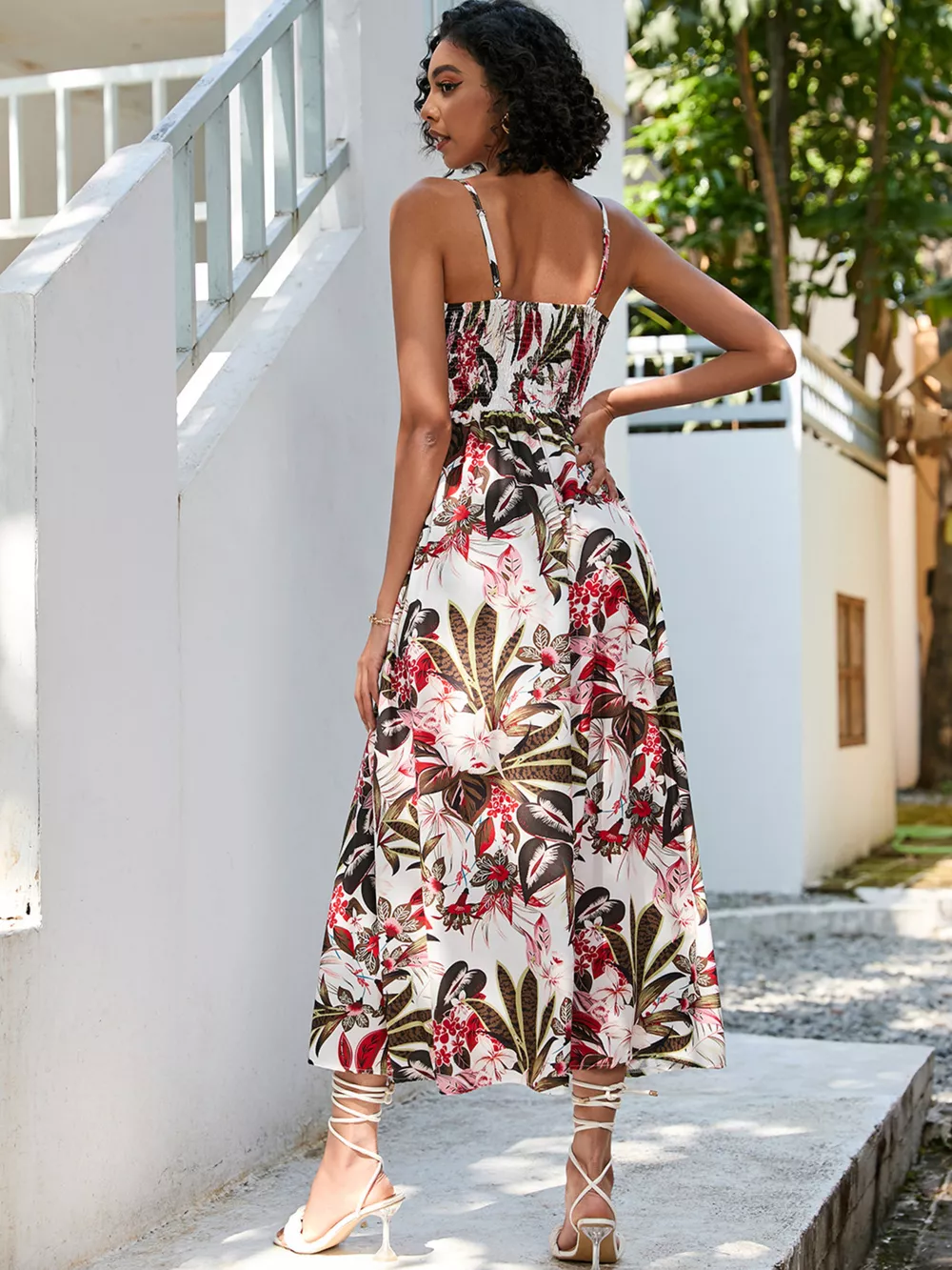 Floral Print Spaghetti Strap Midi Dress, image 31