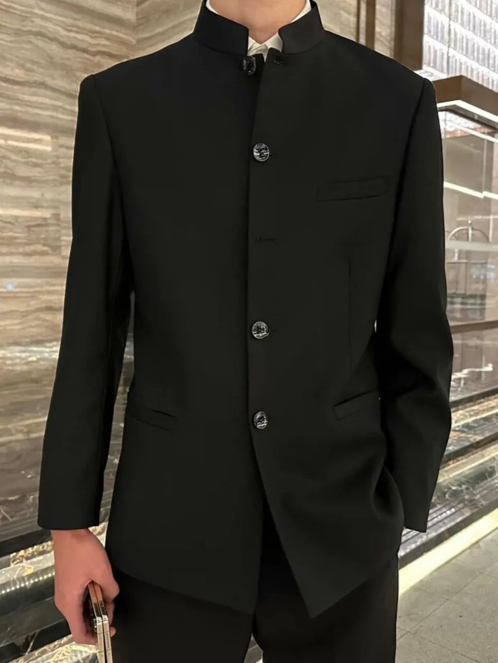 Men's Plus Size Button Up Long Sleeve Jacket, image 2
