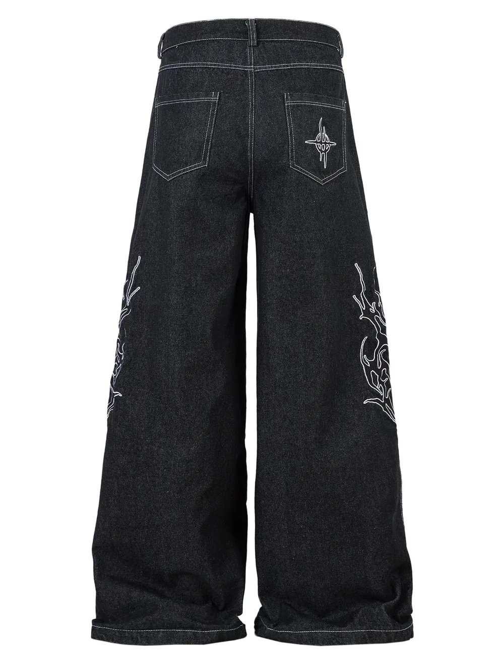 Men's Embroidered Wide Leg Baggy Jeans, image 3