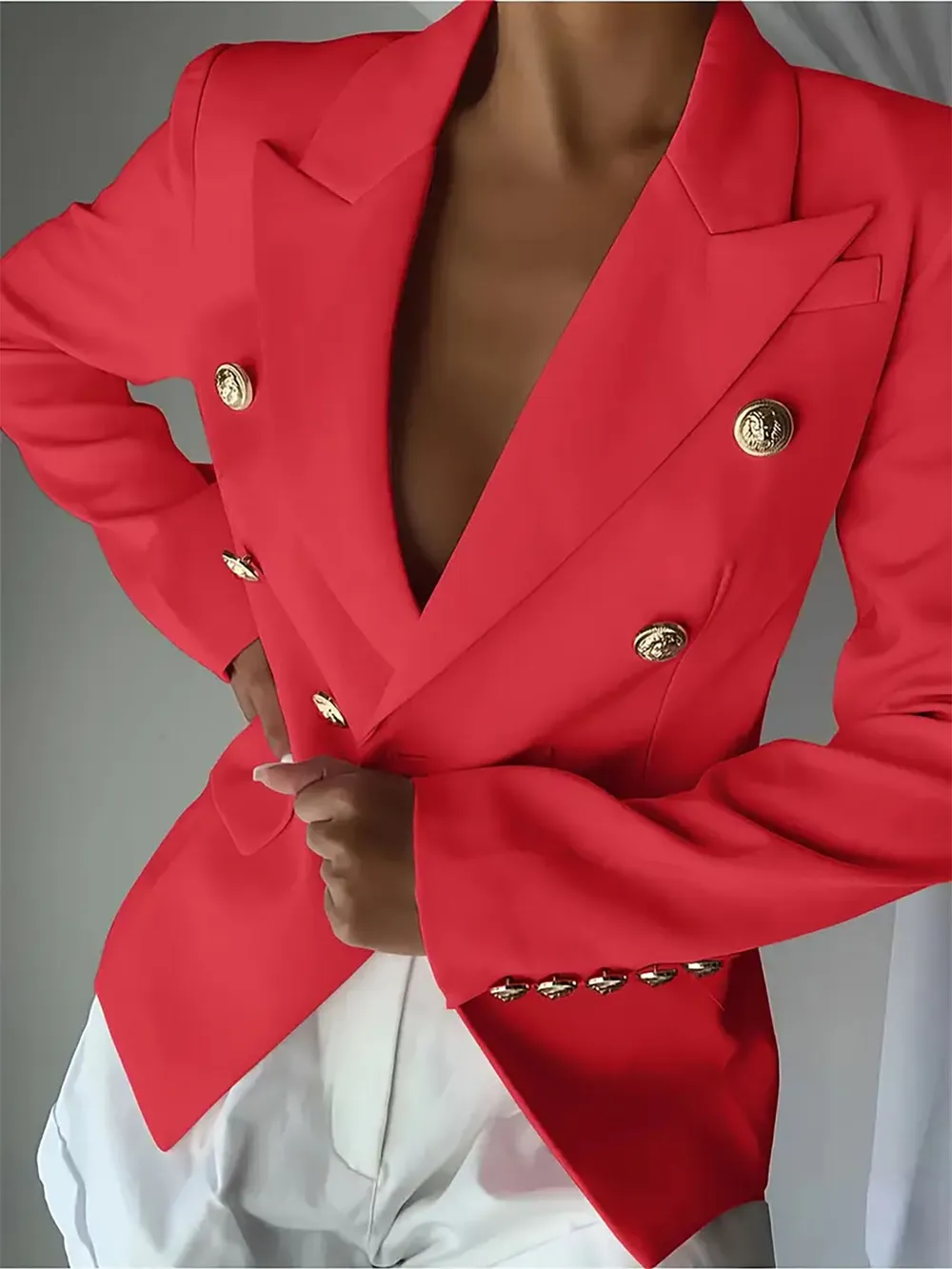 Decor Button Lapel Collar Blazer, image 8