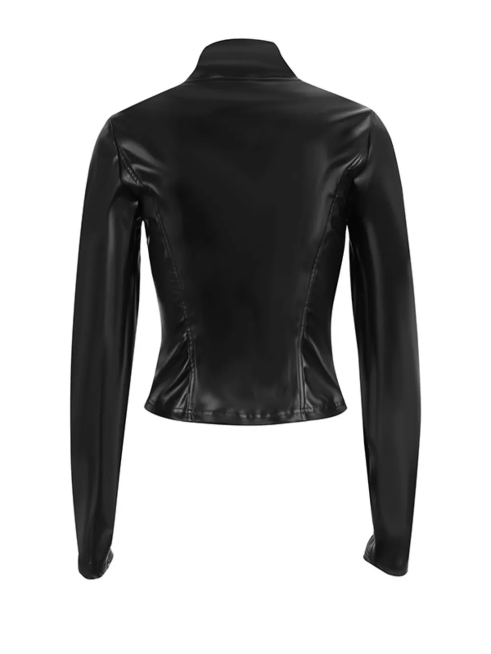 Zip Up Long Sleeve Leather Jacket, image 9