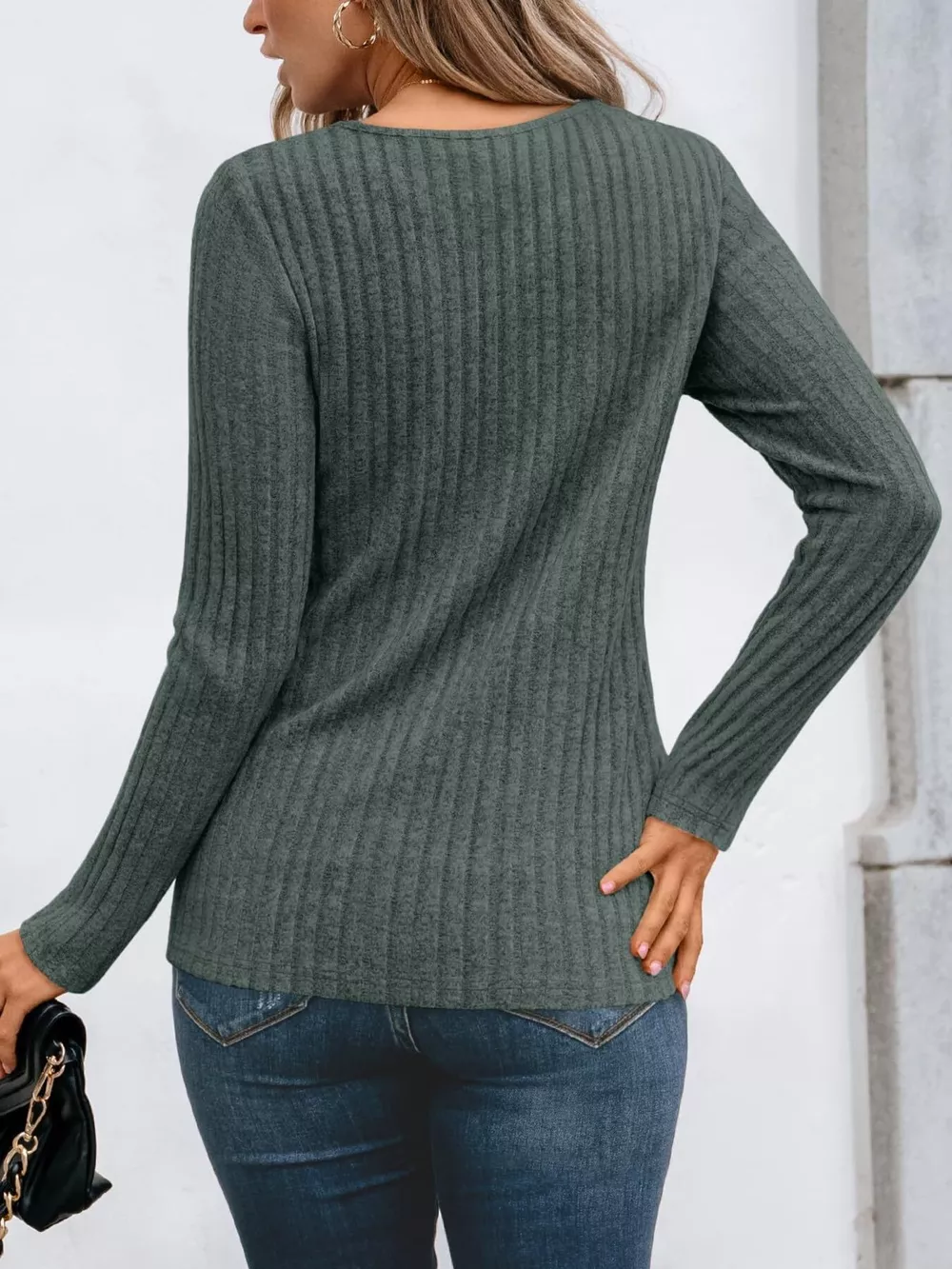 Ribbed Long Sleeve T-Shirt, image 7