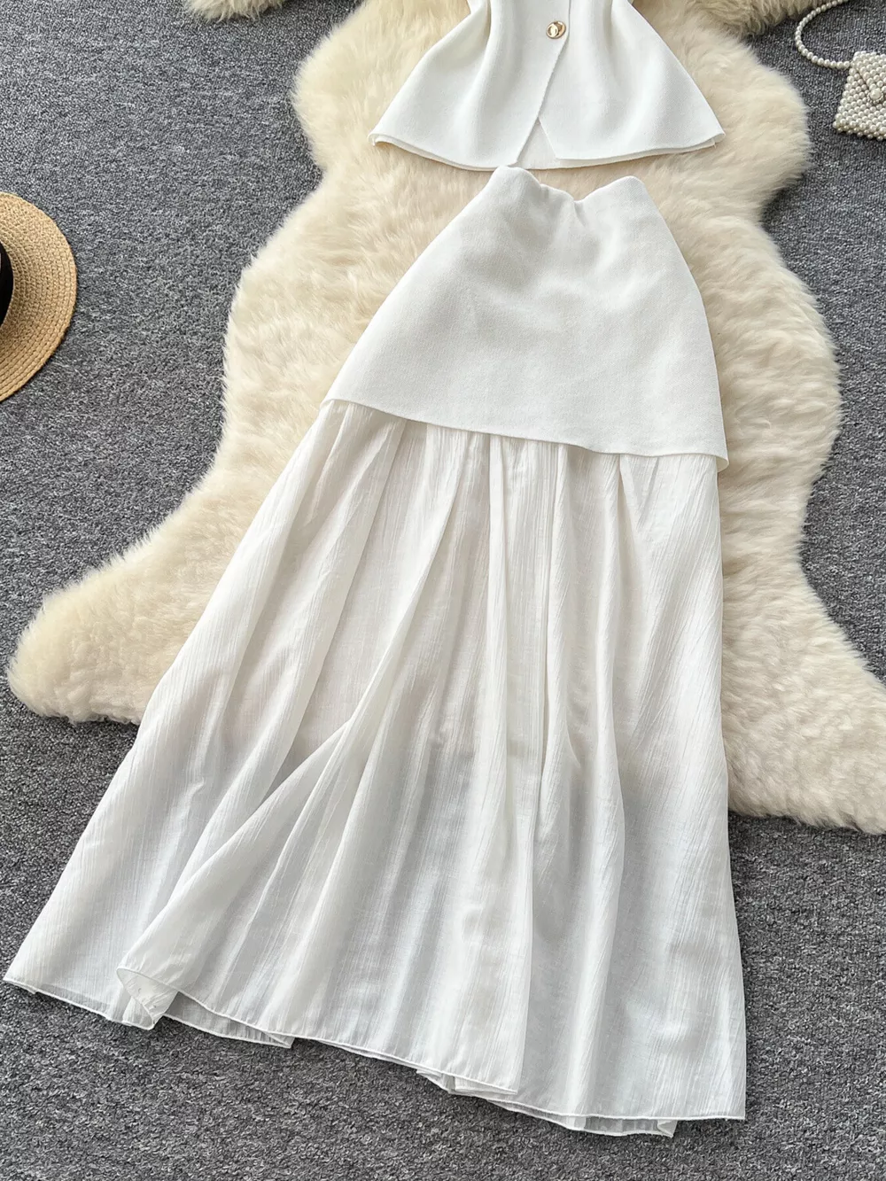 Button Up Sleeveless Top and Skirt Set, image 4