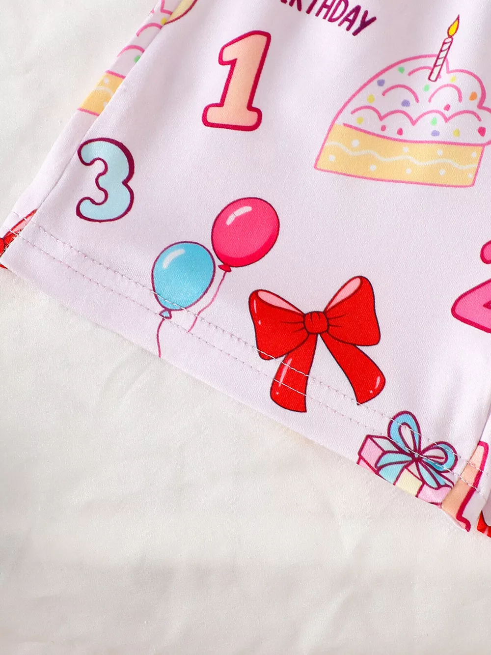 Children's Birthday Cake Print Shirt and Shorts Pajama Set, image 6