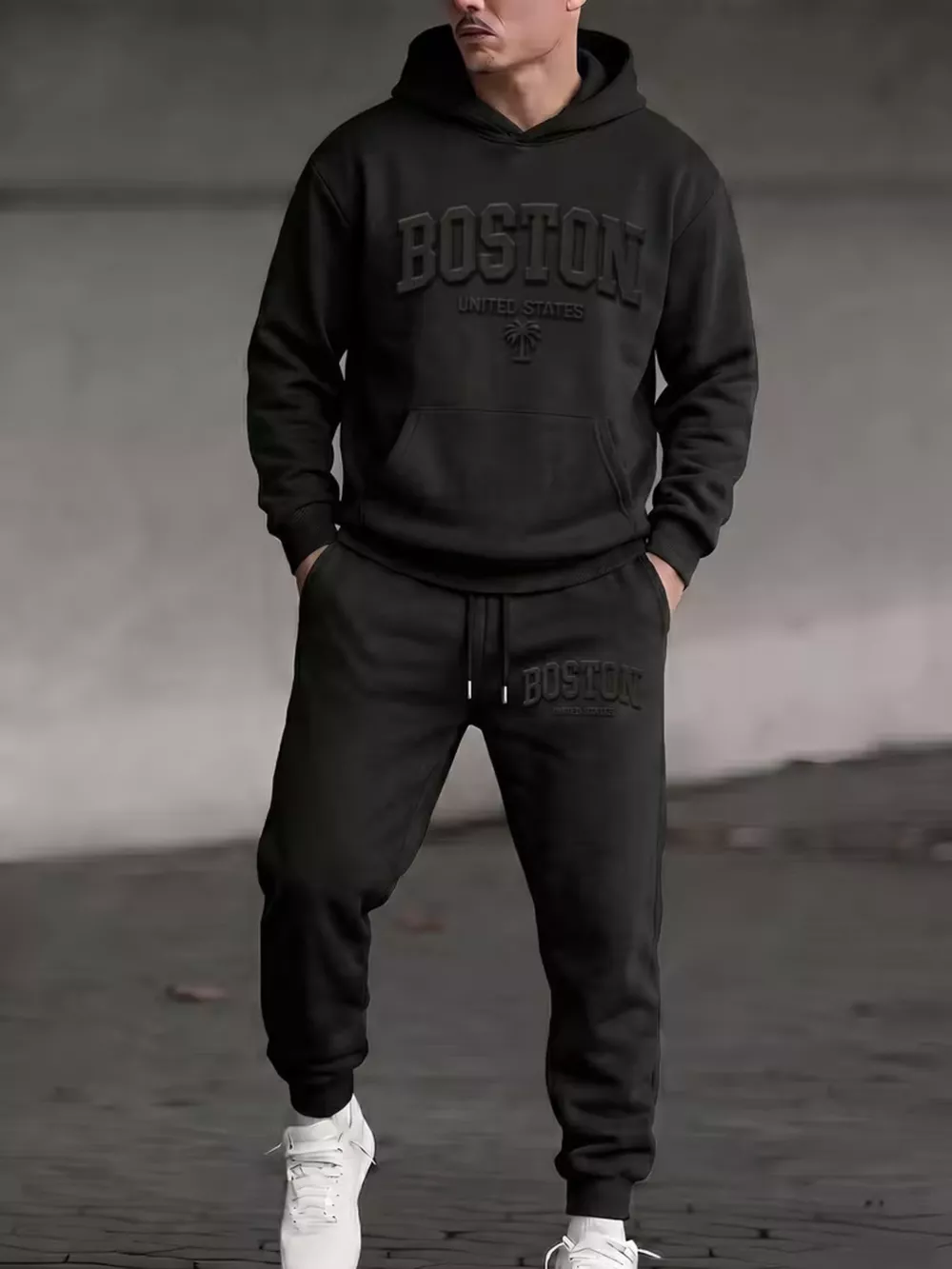 Men's Full Size Kangaroo Pocket Hoodie and Pants Set Plus Size
