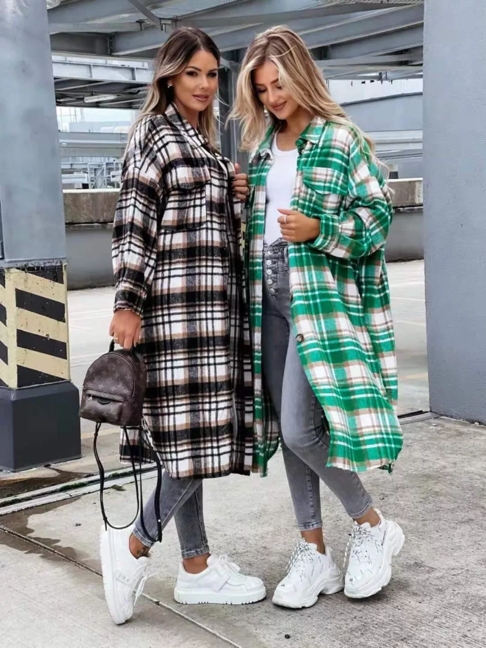 Plaid Button Up Longline Shacket, image 21