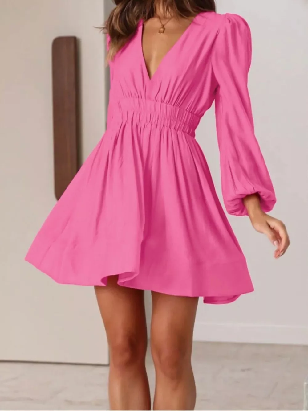 V-Neck Long Sleeve Mini Dress, image 10
