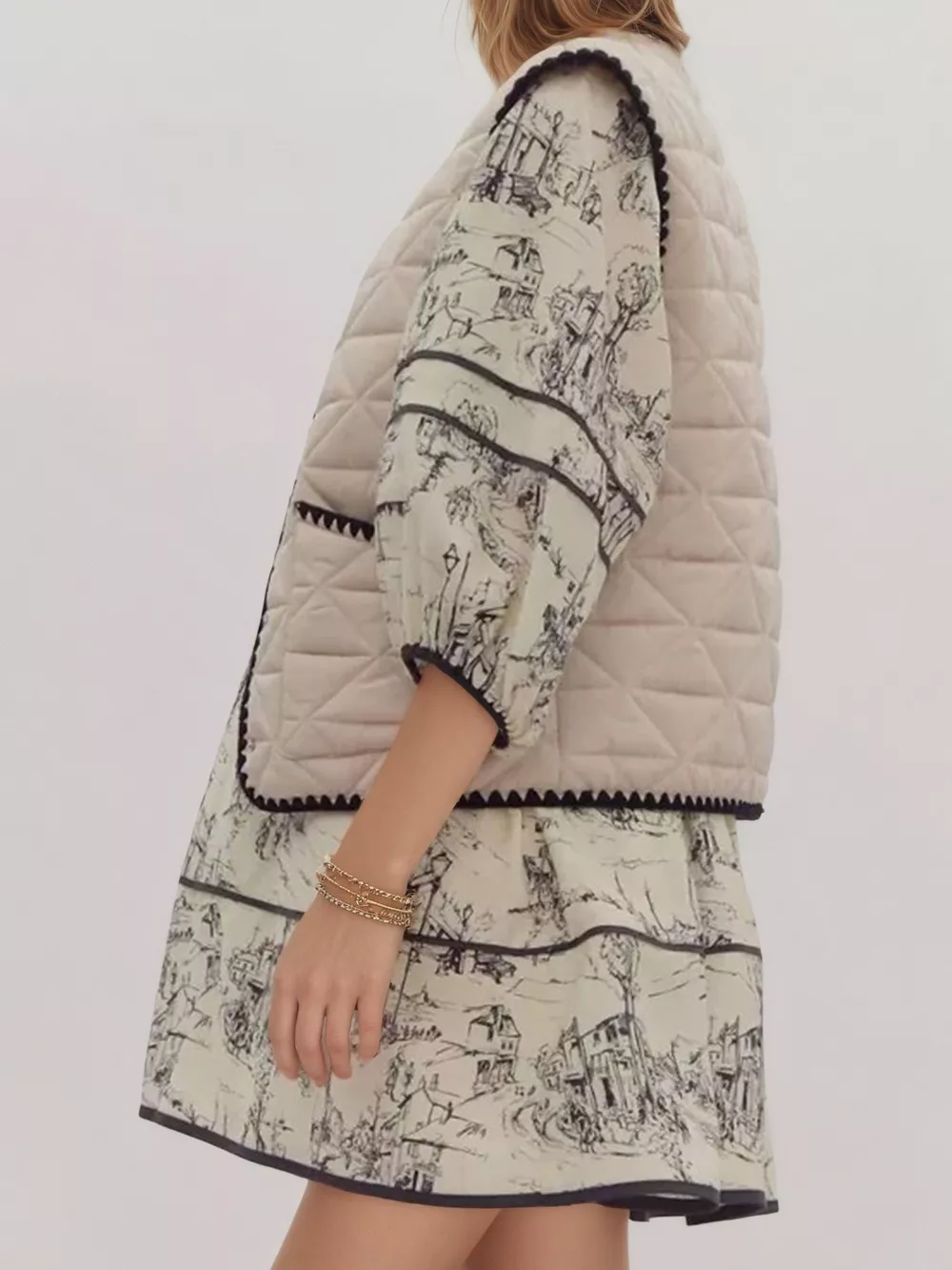 Textured Snap Down Vest Coat, image 2