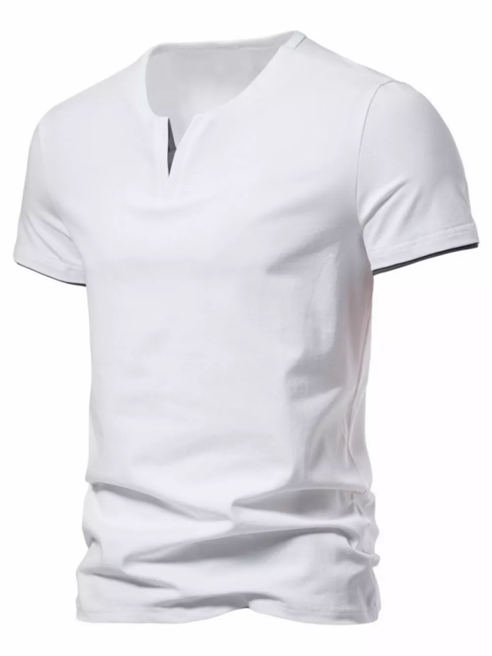 Men's Plus Size Slim Fit Notched Casual T-Shirt, image 3