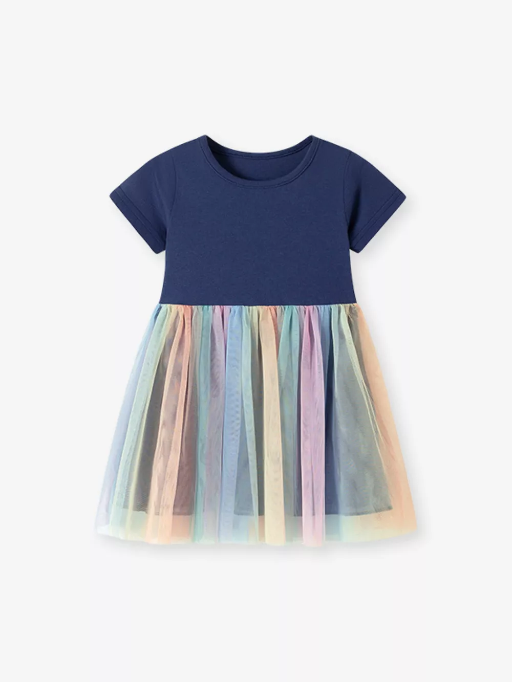 Children's Short Sleeve Rainbow Tulle Dress, image 2