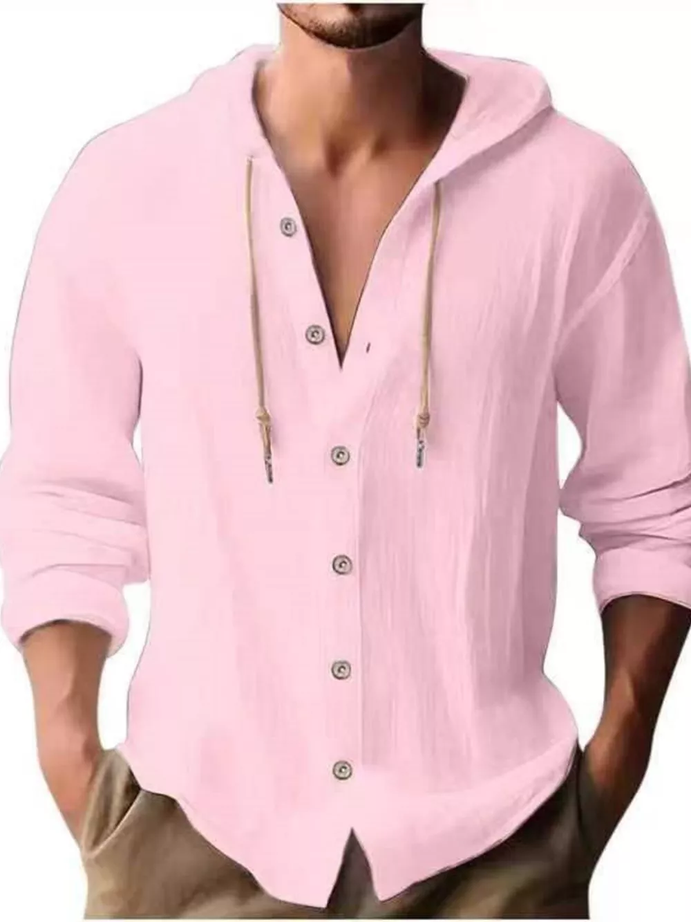 Men's Full Size Casual Button-Down Hooded Top Plus Size, image 15