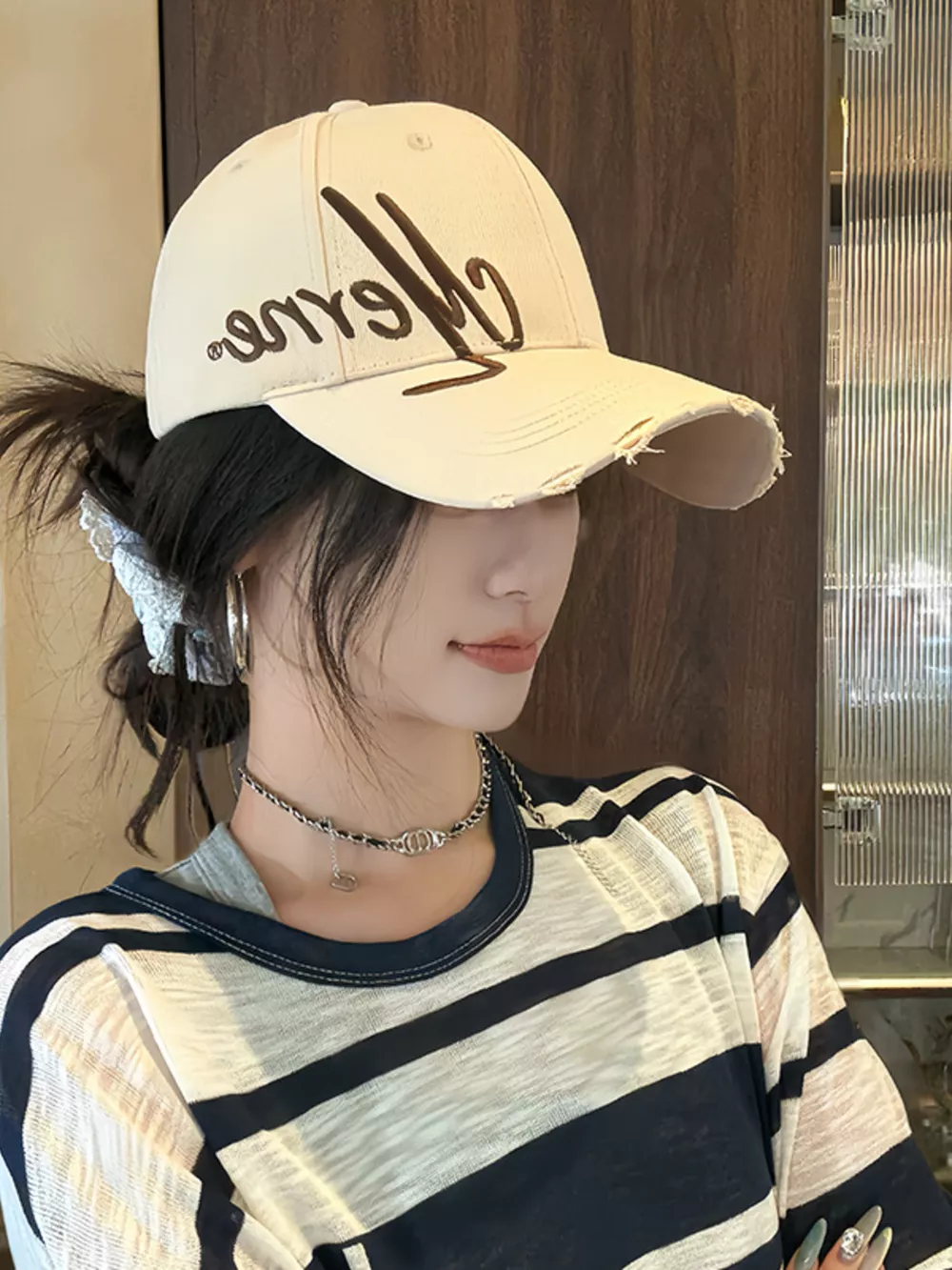 Embroidered Distressed Baseball Cap, image 2