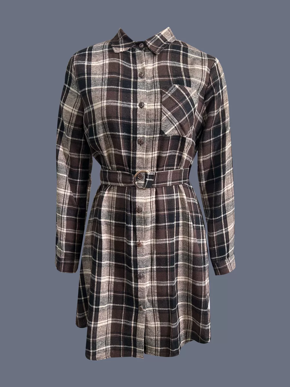 Plaid Button Up Shirt Dress, image 3