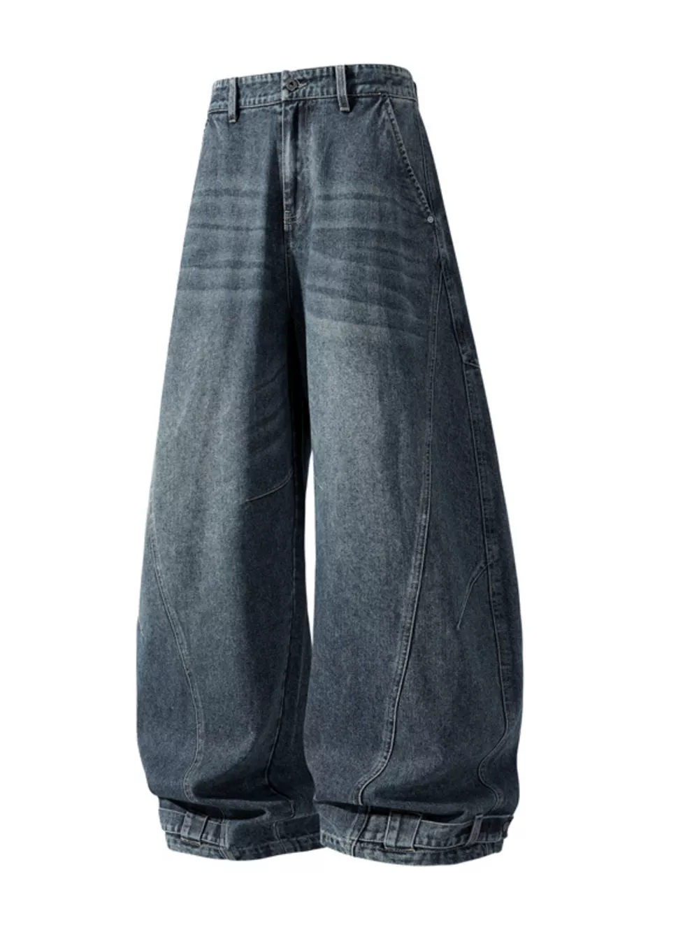 Men's Plus Size Wide Leg Vintage Wash Jeans, image 5