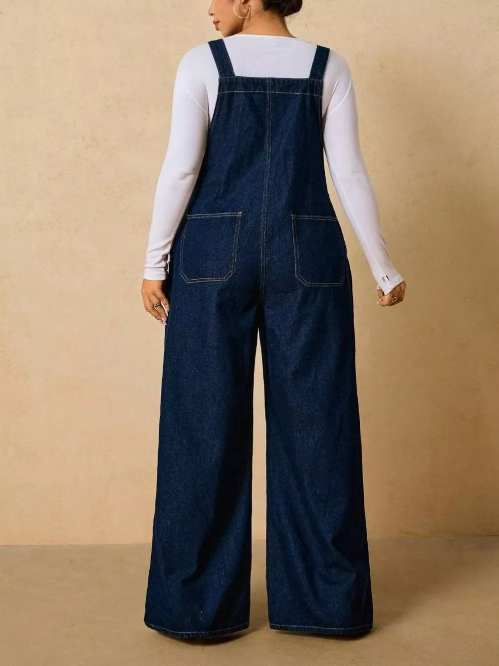 Plus Size Adjustable Strap Wide-Leg Denim Overalls, image 7