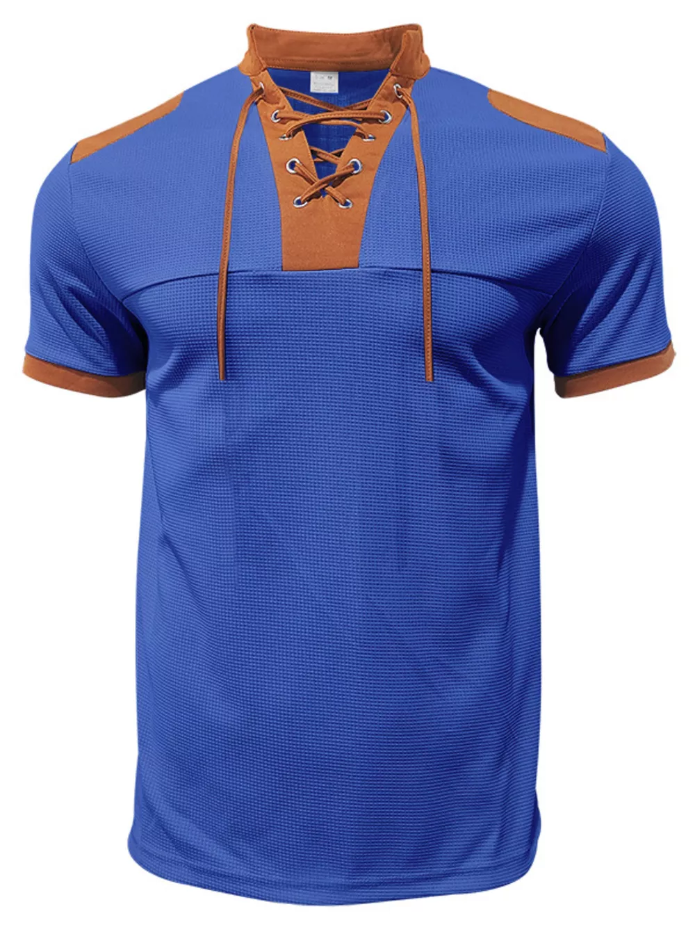 Men's Full Size Lace-Up Collar Casual Top and Shorts Set Plus Size, image 5