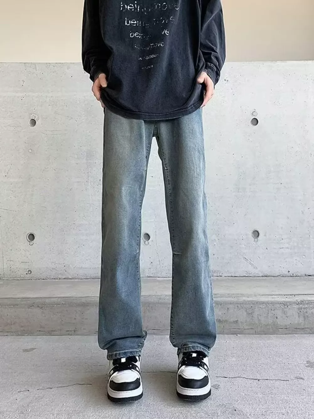 Men's Plus Size Vintage Wash Wide Leg Jeans, image 4
