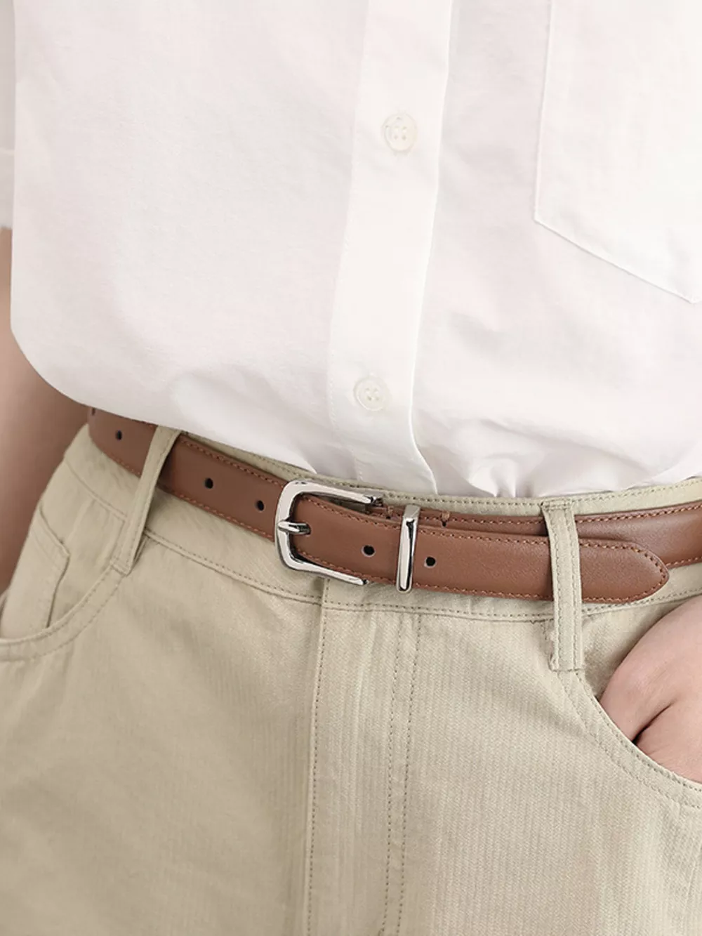 Classic Leather Skinny Belt, image 5