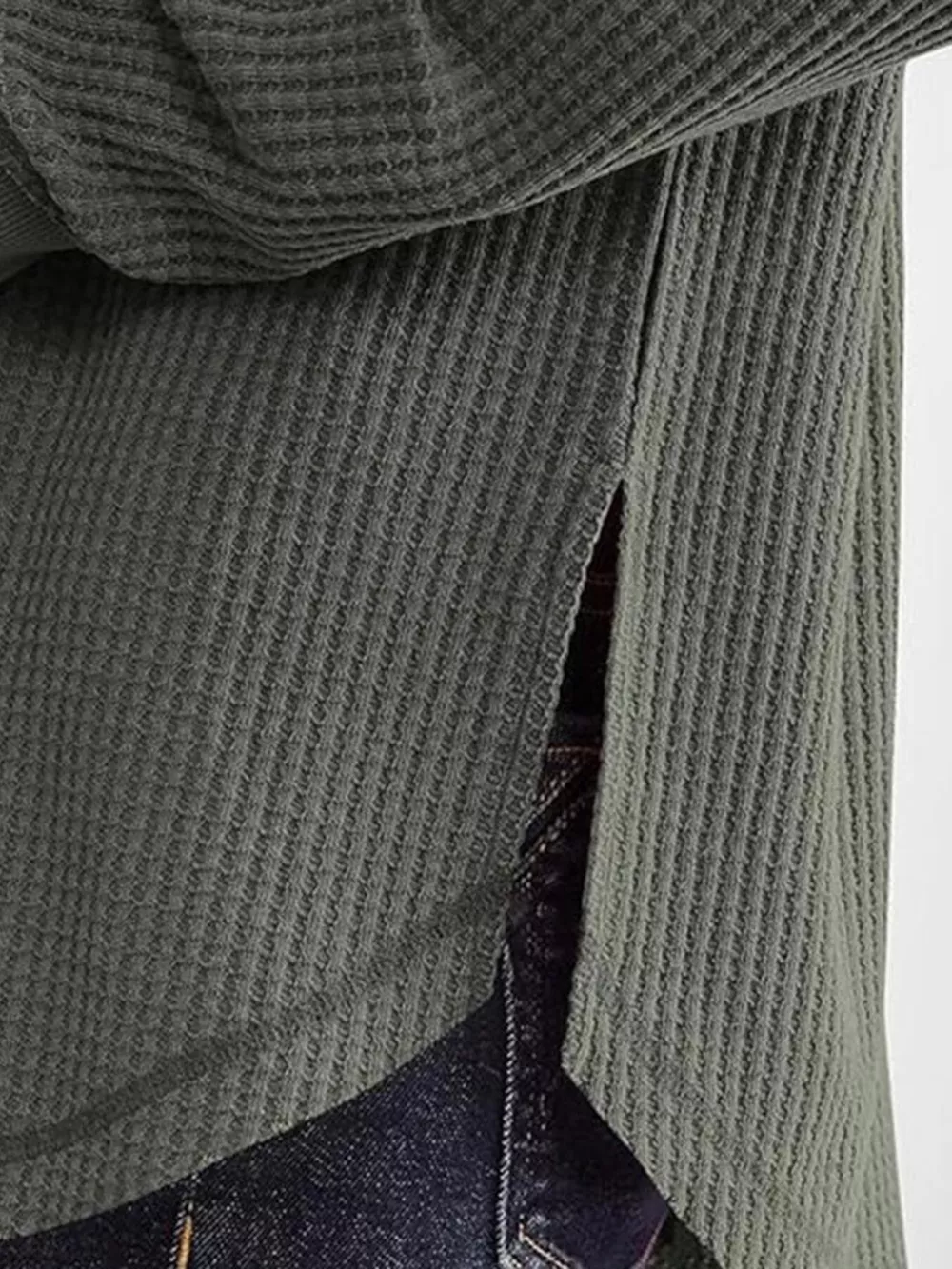 Slit Notched Long Sleeve T-Shirt, image 22
