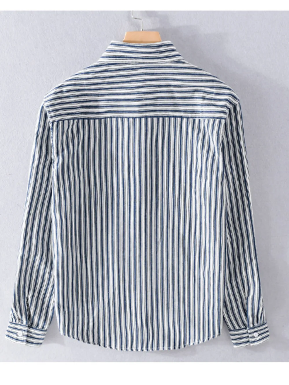 Men's Plus Size Striped Button Up Long Sleeve Shirt, image 2