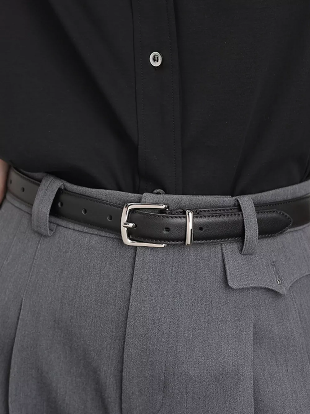 Classic Leather Skinny Belt, image 3