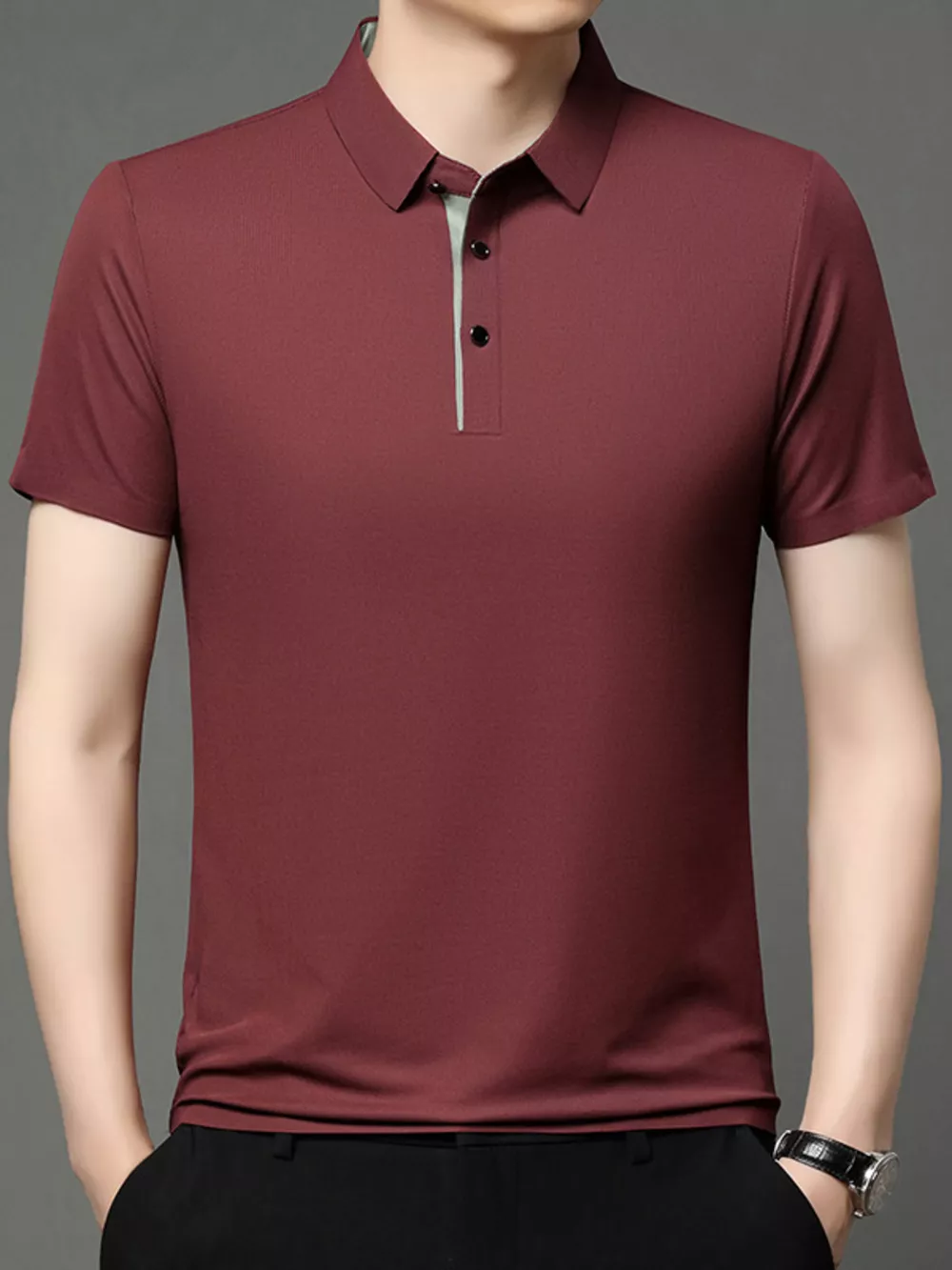 Men's Plus Size Button Detail Short Sleeve Polo, image 7