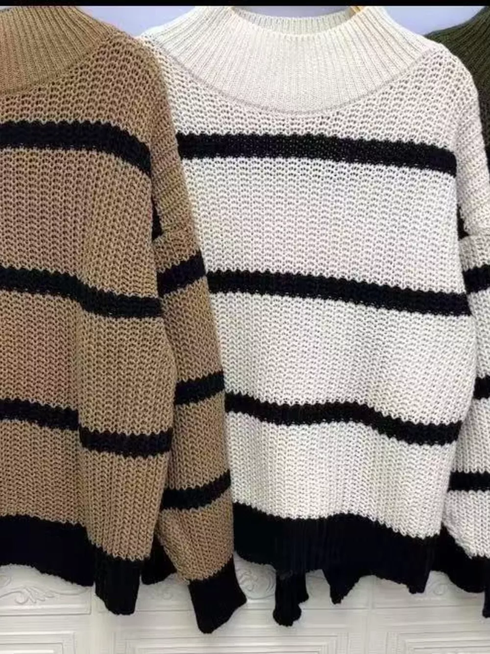 Striped Mock Neck Knit Sweater, image 6