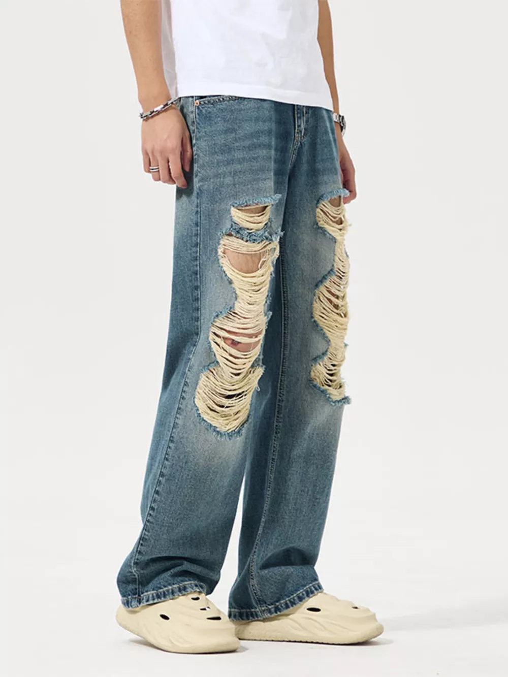 Men's Full Size Distressed Wide Leg Jeans Plus Size, image 3