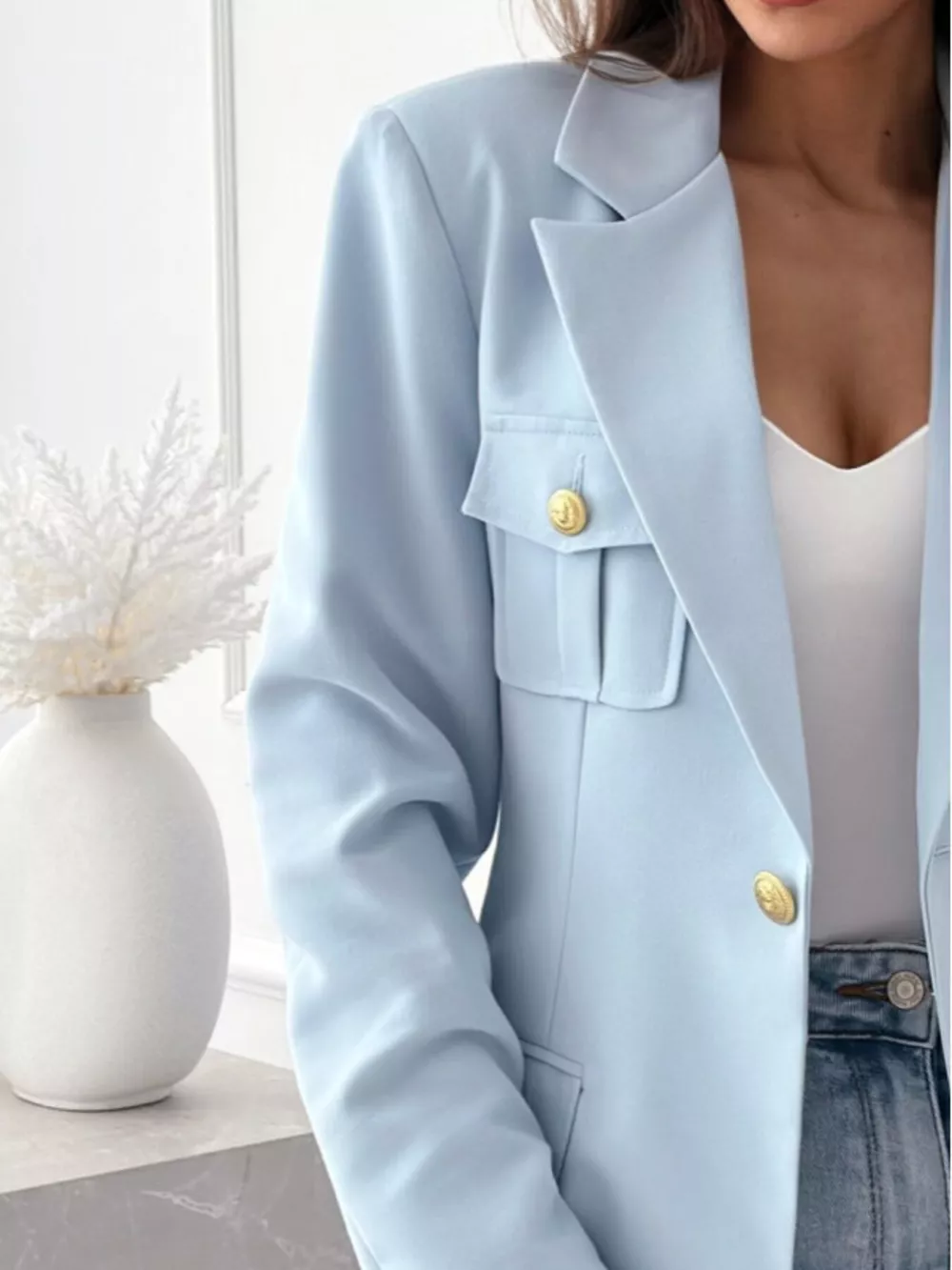 Lapel Collar One Button Blazer, image 7
