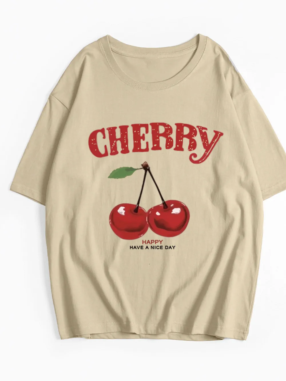 Plus Size Cherry Graphic Round Neck Short Sleeve T-Shirt, image 6