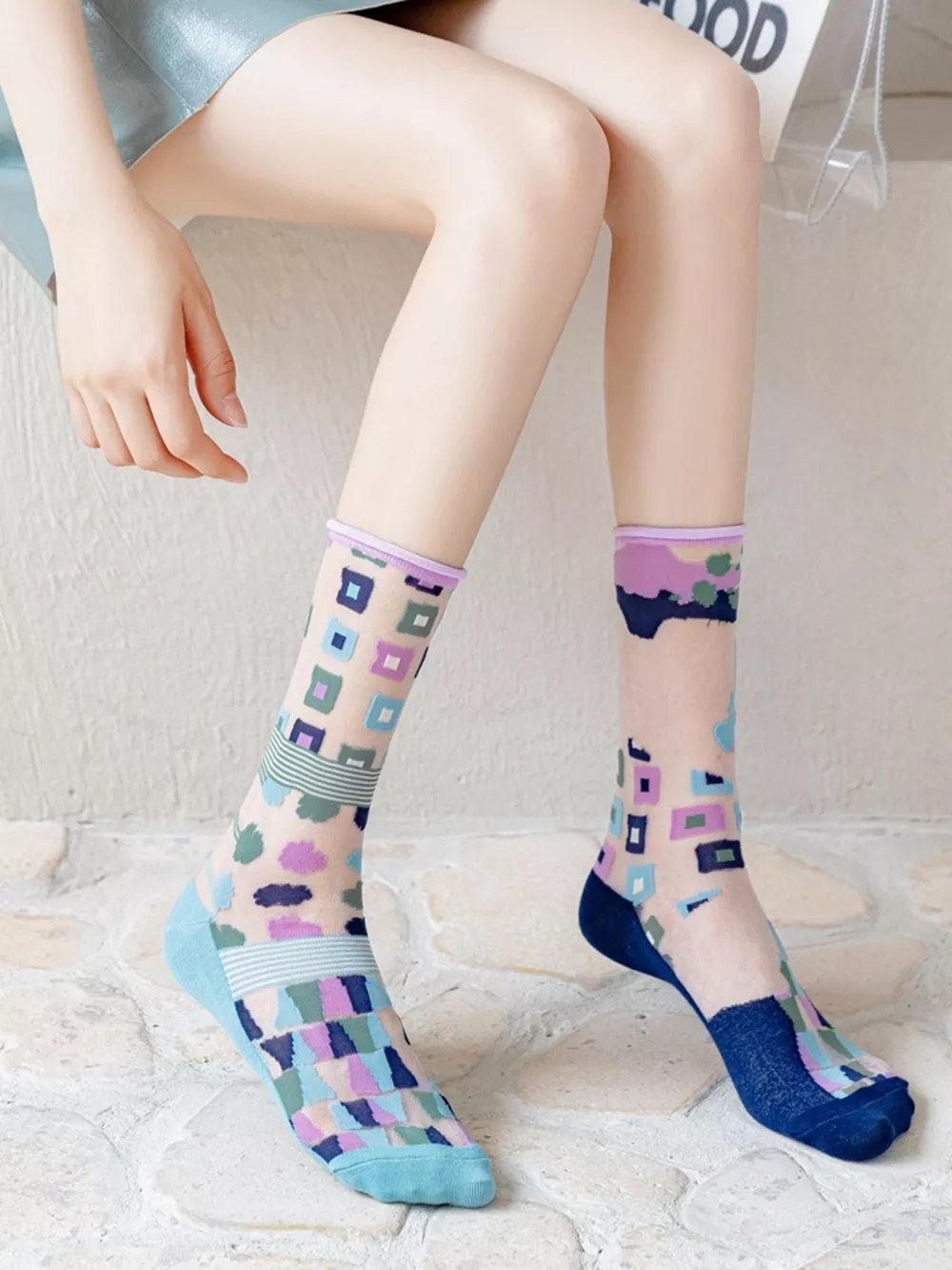 Geometric Abstract Print Socks