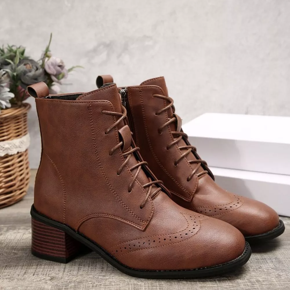 Lace-Up Ankle Boots with Zipper, image 6