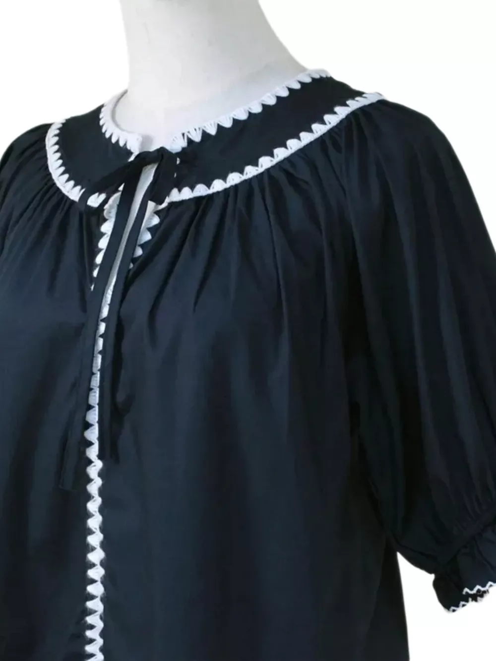 Full Size Tie Neck Short Sleeve Blouse Plus Size, image 5