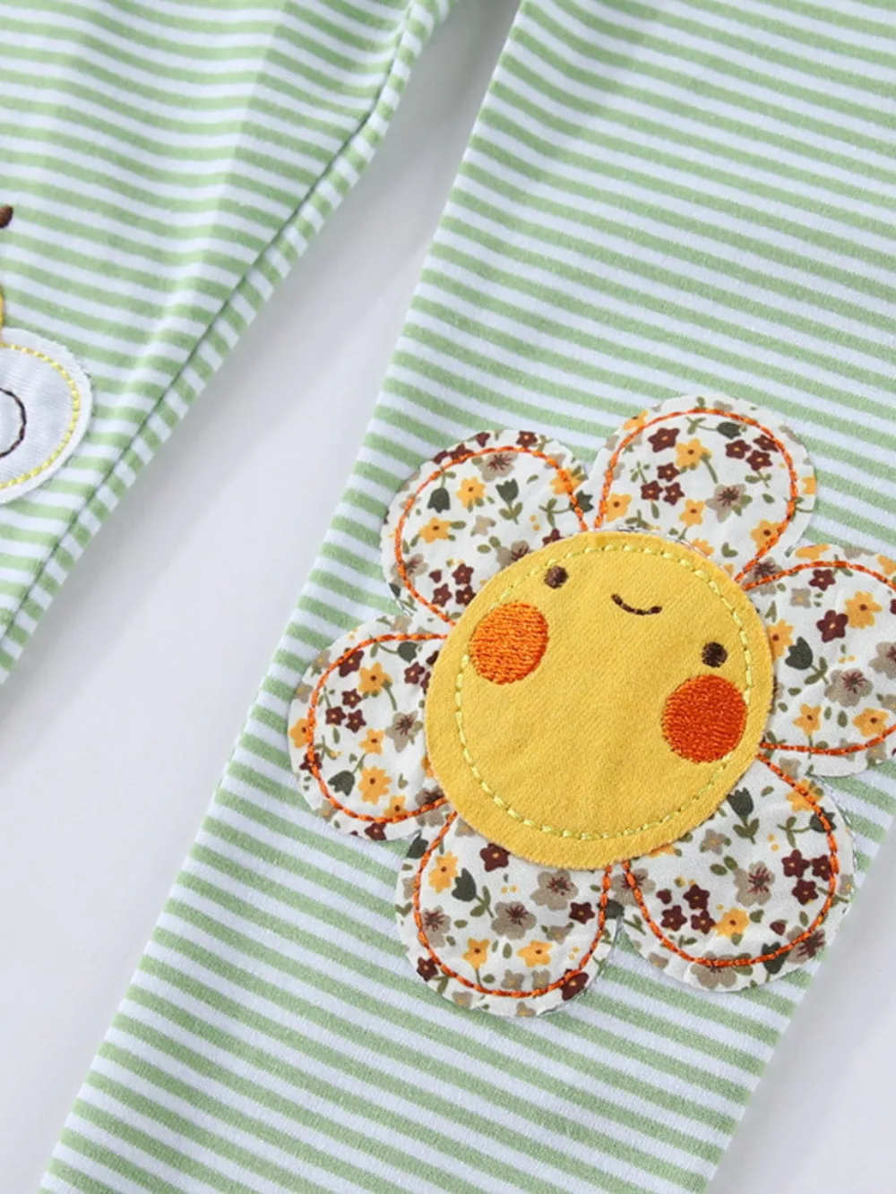 Children's Striped Bee Flower Appliqued Leggings, image 3