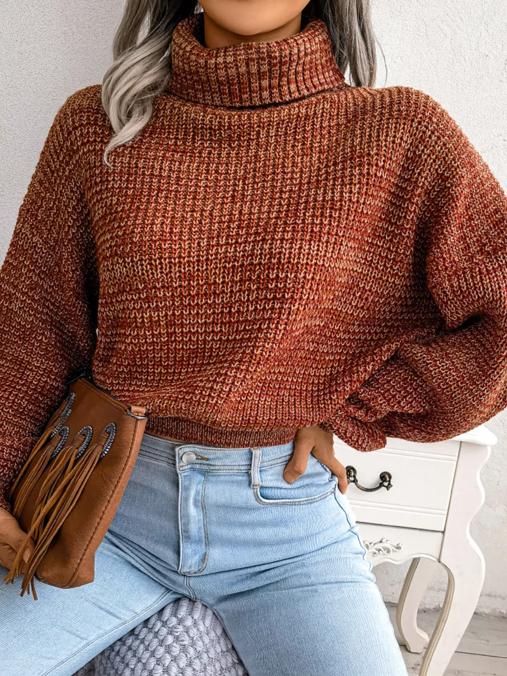 Turtleneck Dropped Shoulder Sweater, image 23
