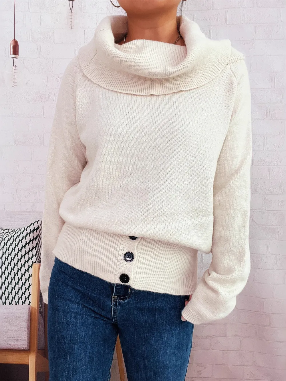Striped Turtleneck Long Sleeve Sweater, image 8