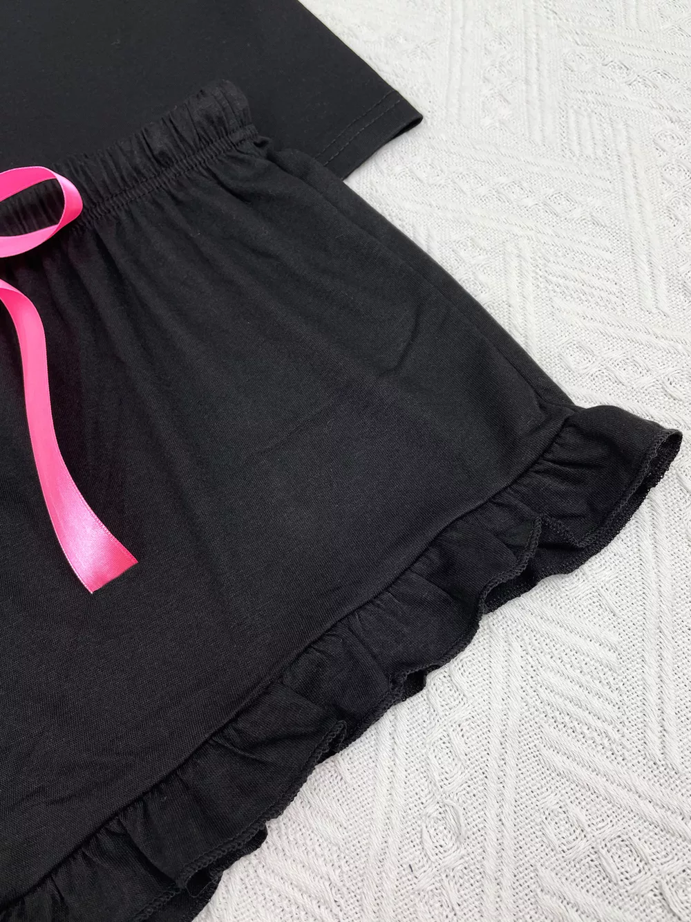 Contrast Piping Button-Down Shirt and Ruffle Shorts Lounge Set, image 3