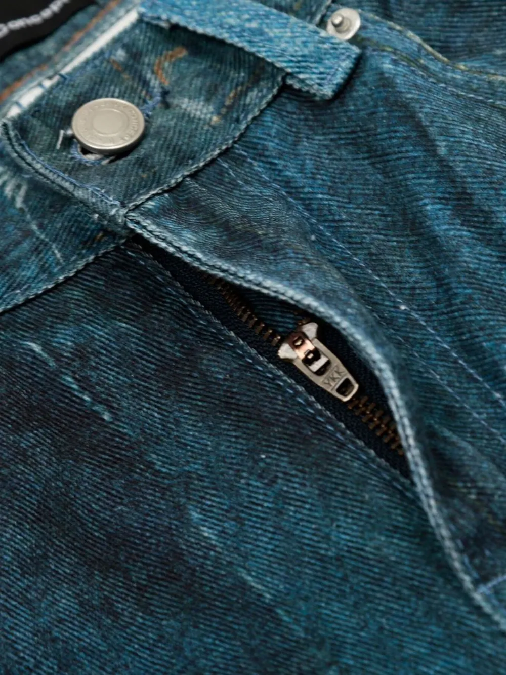 Men's Washed Patchwork Wide Leg Curved Jeans, image 9